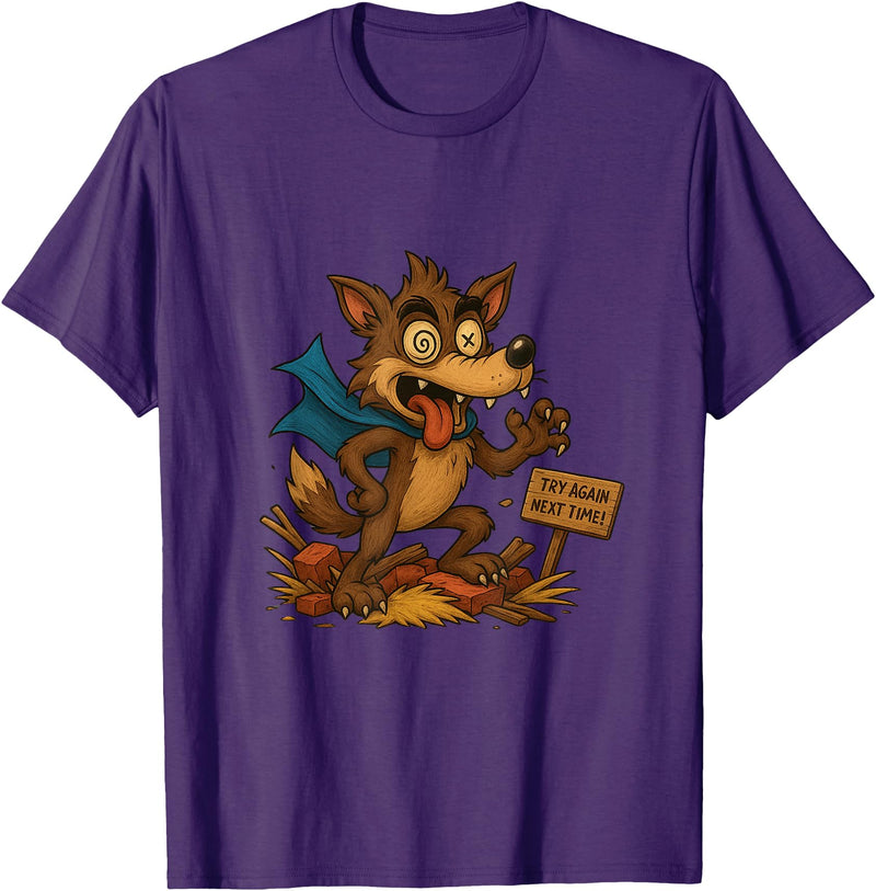 Three Hero Pigs Storytime Legends Bad Wolf in personalized costume 3 Pigs on the back T-Shirt - Purple