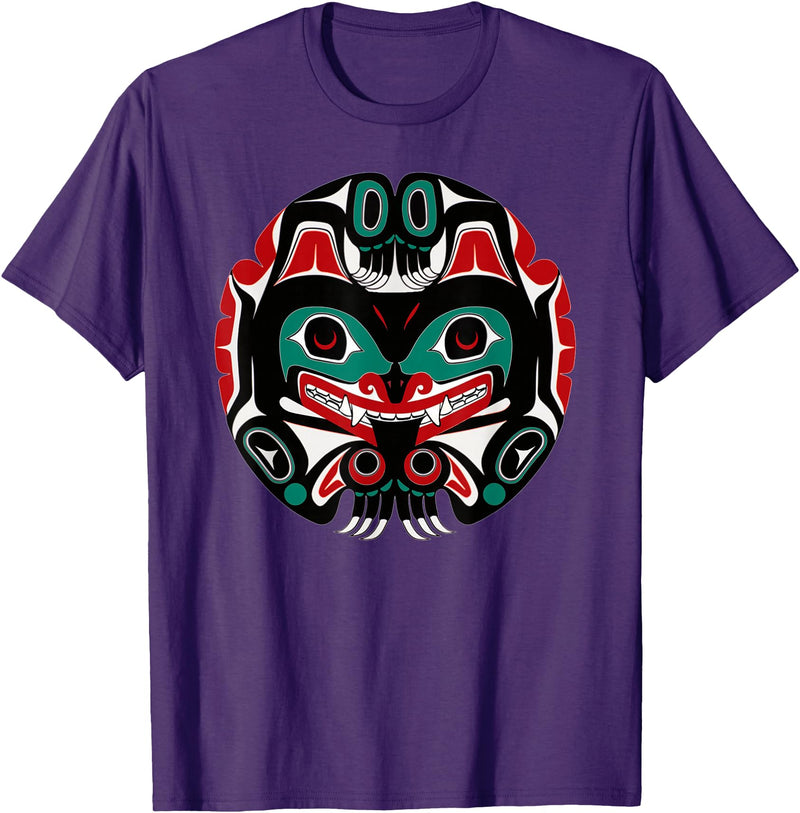 Tribal America Alaska Native American Art Tlingit Eagle Tribal Bear Clan T-Shirt - Purple