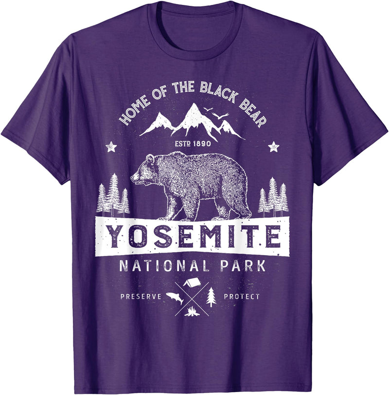 Lique National Park Yosemite National Park T shirt California Bear Vintage Gifts T-Shirt - Purple