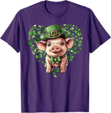 Irish Pig Lover St. Paddy’s Day Funny St. Patrick’s Day Pig Lucky Shamrock Irish Farm T-Shirt - Purple