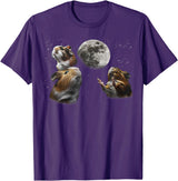 Funny Guinea Pig Lover Gifts 3 Guinea Pigs Moon Howling Funny Rodent For Men, Women, Kid T-Shirt - Purple