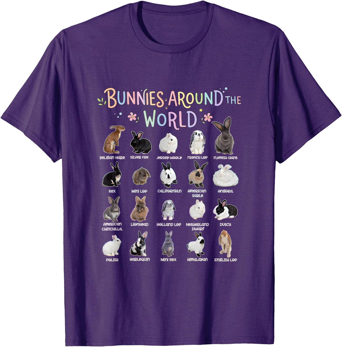 Cute Animal Rabbit Lover Bunny Graphic T-Shirt in Purple