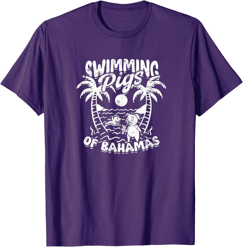 Bahamas - Animals - Attraction SWIMMING PIGS OF BAHAMAS - Bahamas T-Shirt - Purple