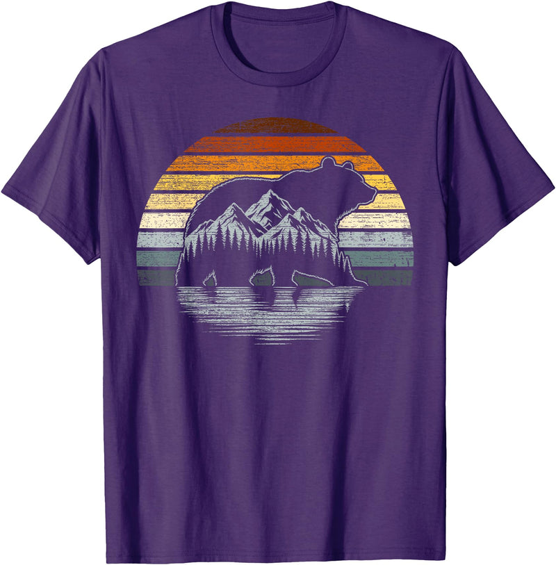 Bear Community Bear Brotherhood Gay Men Gifts Bear Pride Retro Mountain Nature Gay Bear Flag T-Shirt - Purple