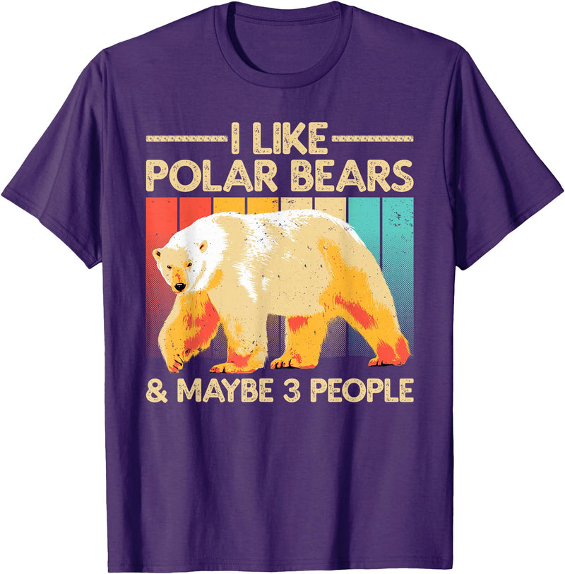 Polar Bear Gift Polar Bear Accessories & Stuff Cute Polar Bear Design For Men Women Kids Polar Bear Lover T-Shirt - Purple