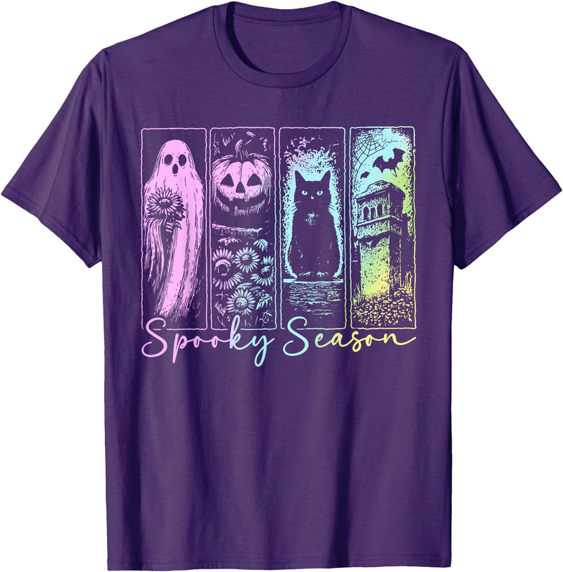 Retro Halloween Spooky Season Tee Vintage Halloween Horror Spooky Season T-Shirt - Purple