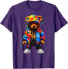 Hip-Hop Teddy-Bear Aesthetic Urban StreetWear Co. Hip-Hop Teddy-Bear Colorful Teddybear with Hoodie Graphic T-Shirt - Purple