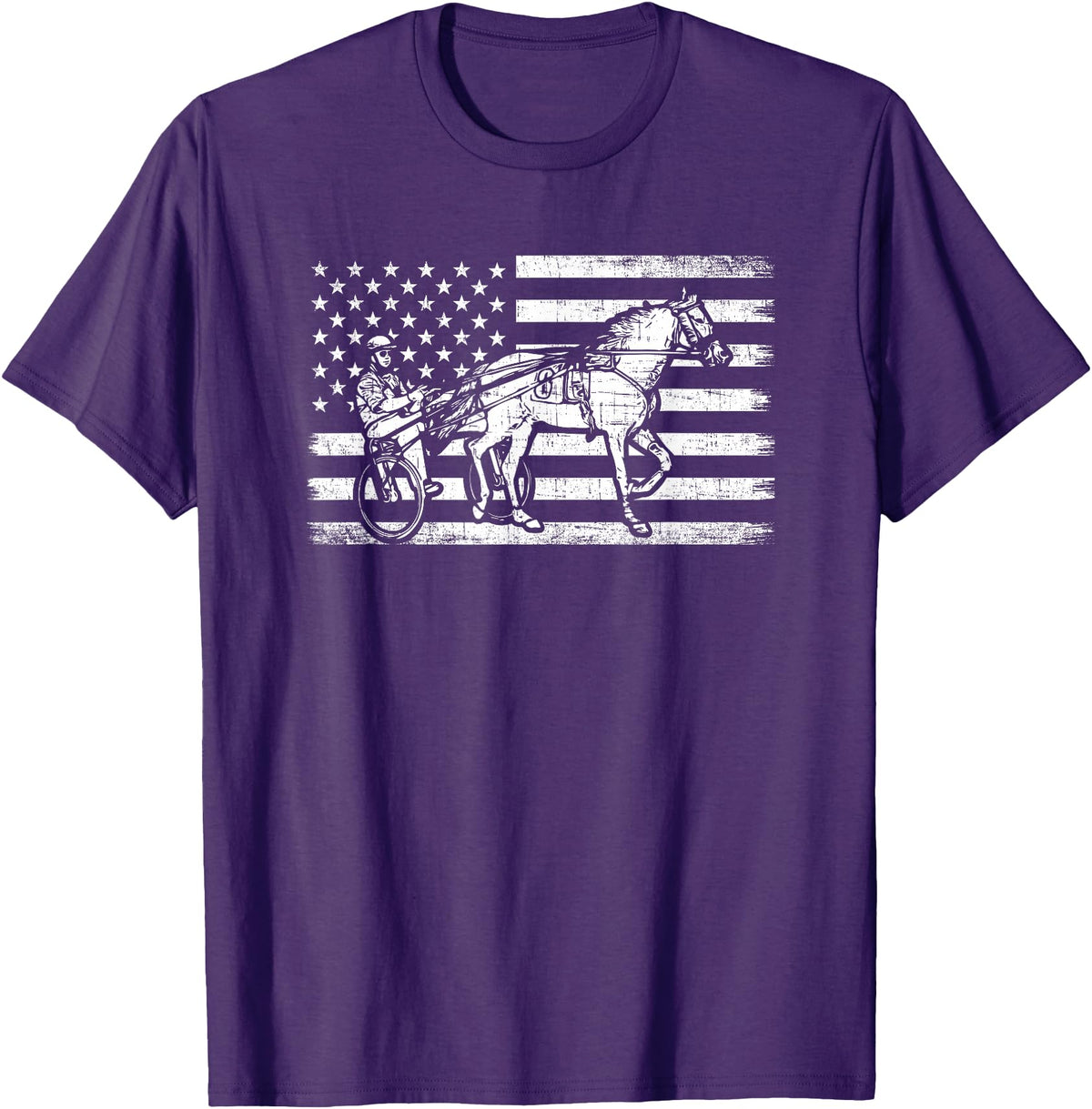 horse racing gifts Harness racing american flag, horse harness racing T-Shirt - Purple