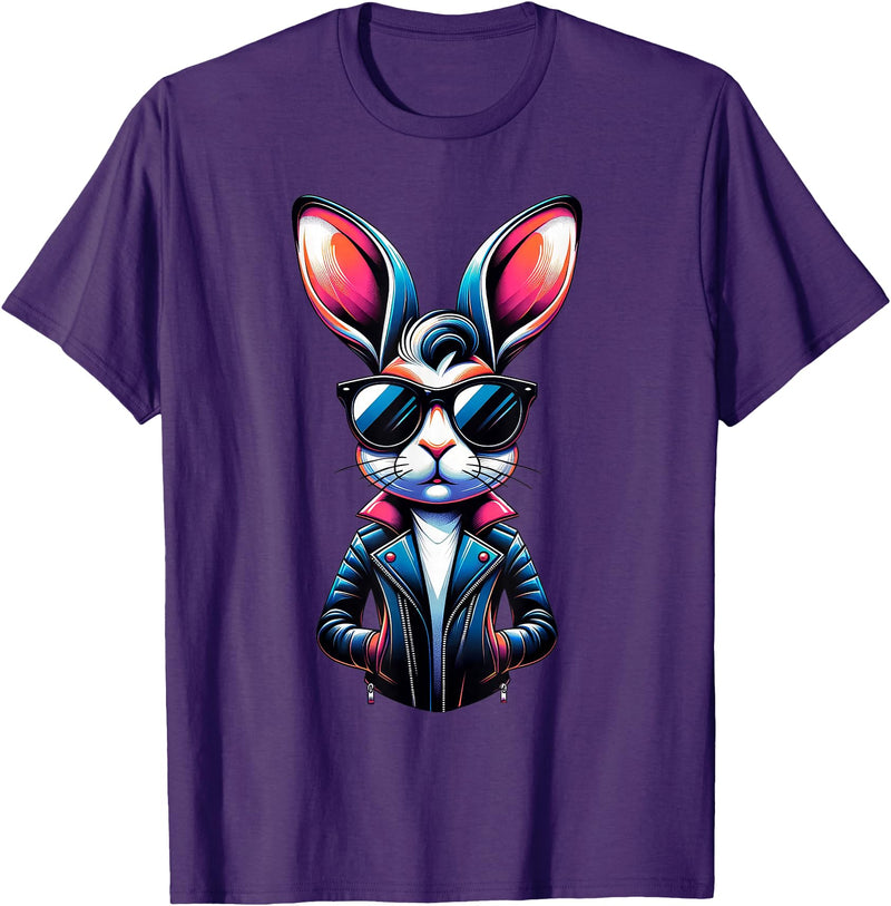 Easter Bunny, Angry Bunny, Funny Rabbit, Funny Animal T-Shirt in Purple