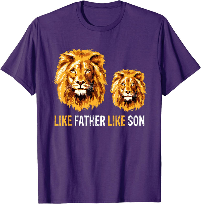 Like Dad Like Son Daddy Lion Fathers Day Ideas Lion Dad Like Father Like Son Lions Lovers Fathers Day T-Shirt - Purple