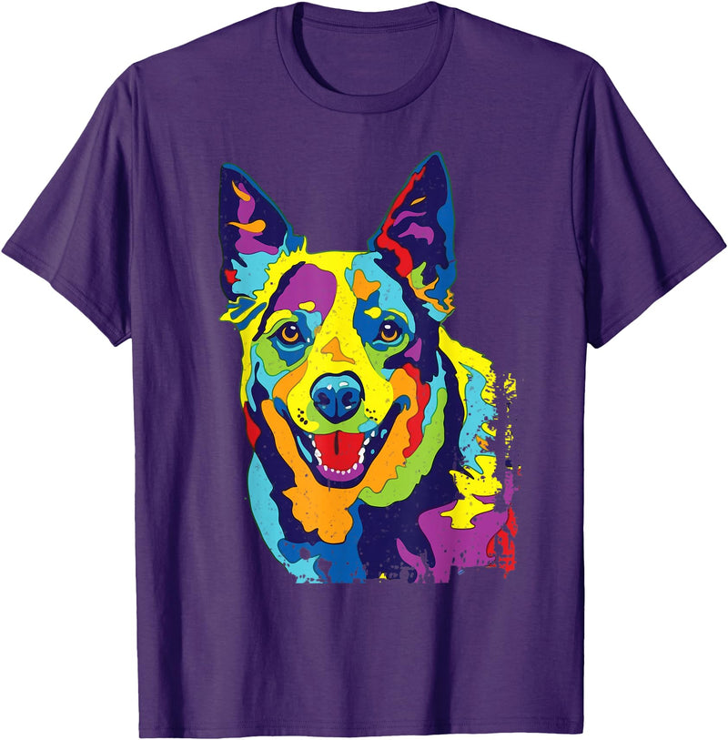 Funny Dog Lover Shirts Cattle Dog Shirt Funny Australian Cattle Dog Pop-Art Shirt T-Shirt - Purple