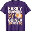 Easily Distracted by Guinea Pigs Outfit Guinea Pigs Jokes Easily Distracted by Guinea Pigs Sarcastic T-Shirt - Purple