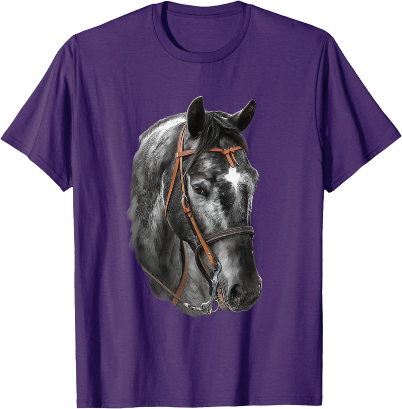 Horse Craze Tees Happy Vibes Black Horse Side View T-Shirt - Purple