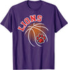 LIONS TEES CO Lions Basketball Red Lion Pride School Spirit Lion Mascot T-Shirt - Purple