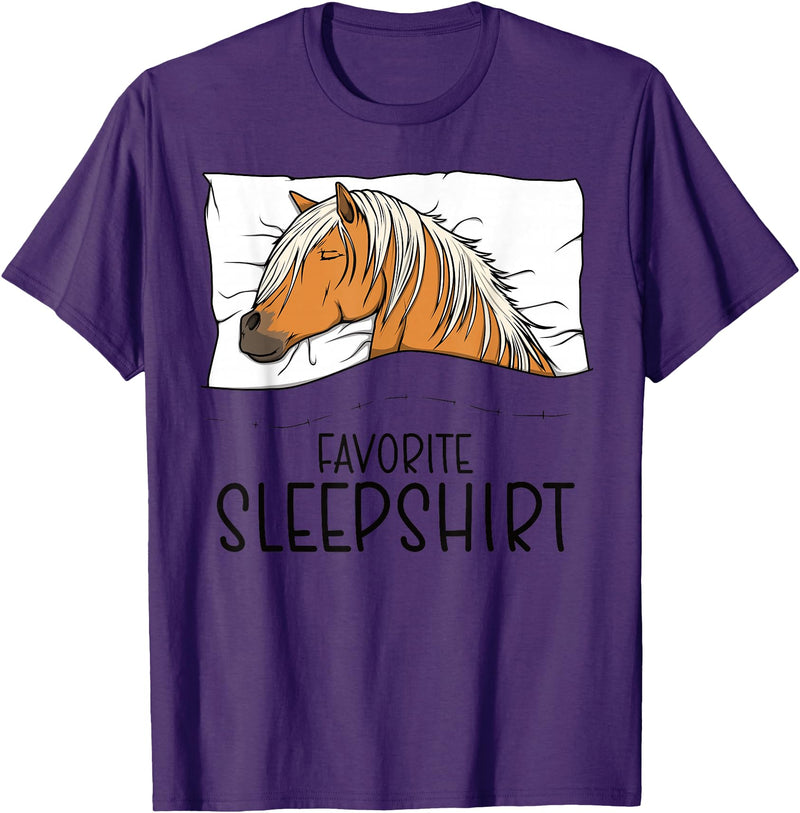 Sleeping & Napping Shirt Gifts For Nap Lovers Favorite Sleepshirt Haflinger Horse, Napping Horse Pajama T-Shirt - Purple