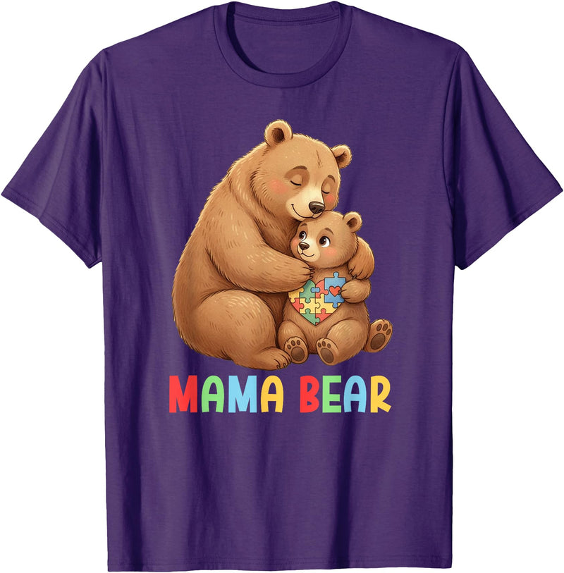Autism Awareness Month For Autism Warrior Mother Mama Bear Proud Autism Mom Autism Awareness for Mom T-Shirt - Purple