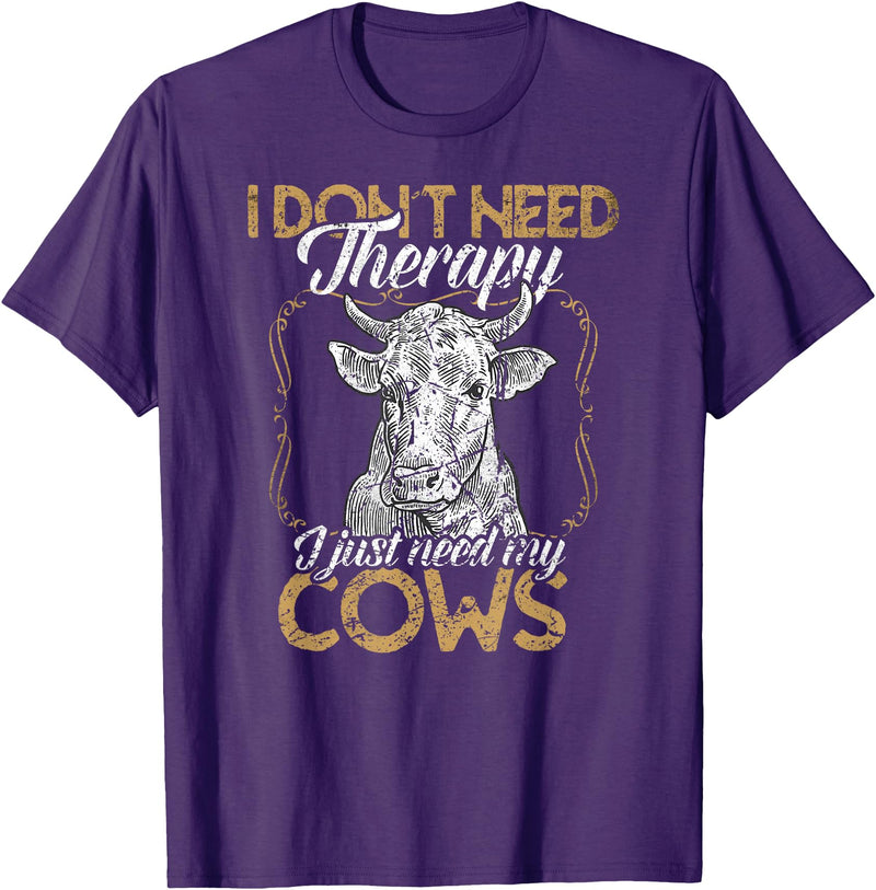 Kuh Kühe Rinder Cow Landwirt Geschenke Bekleidung Ich brauche keine Therapie nur meine Kühe Kuh Landwirt T-Shirt - Purple