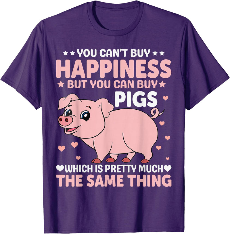 Funny Pig Farm Piggy Farmer Farming Gifts DAIMMER You Can't Buy Happiness But You Can Buy Pigs Which Is Pretty T-Shirt - Purple
