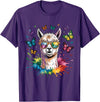 Funny Llama Lover Graphics Cute Llama with Sunglasses Animal Art Graphic Funny Alpaca T-Shirt - Purple