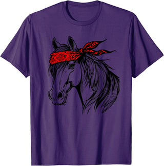 Horse Bandana Designs for Horse Lovers Horse Bandana for Horseback Riding Horse Lover Mother's Day T-Shirt - Purple