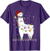 Christmas Llama Santa Hat Ugly Xmas Tee Christmas Llama Santa Hat Ugly Xmas Tree Alpaca Gift T-Shirt - Purple