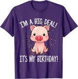 I'm A Big Deal It's My Birthday Apparel Co I'm A Big Deal It's My Birthday Funny Birthday with Pig T-Shirt - Purple