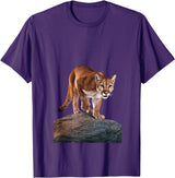 Mountain Lion Prowling and almost about to attack Mountain Lion on The Hunt and About to Pounce T-Shirt - Purple