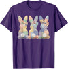 Easter Patchwork Bunny Cute Bunny Rabbit Coquette Lace Bow T-Shirt in Purple
