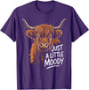 Scottish Highland Cow Lovers men woman kids Highland Cow Just A Little Moody Flower Cattle Hairy Cow T-Shirt - Purple