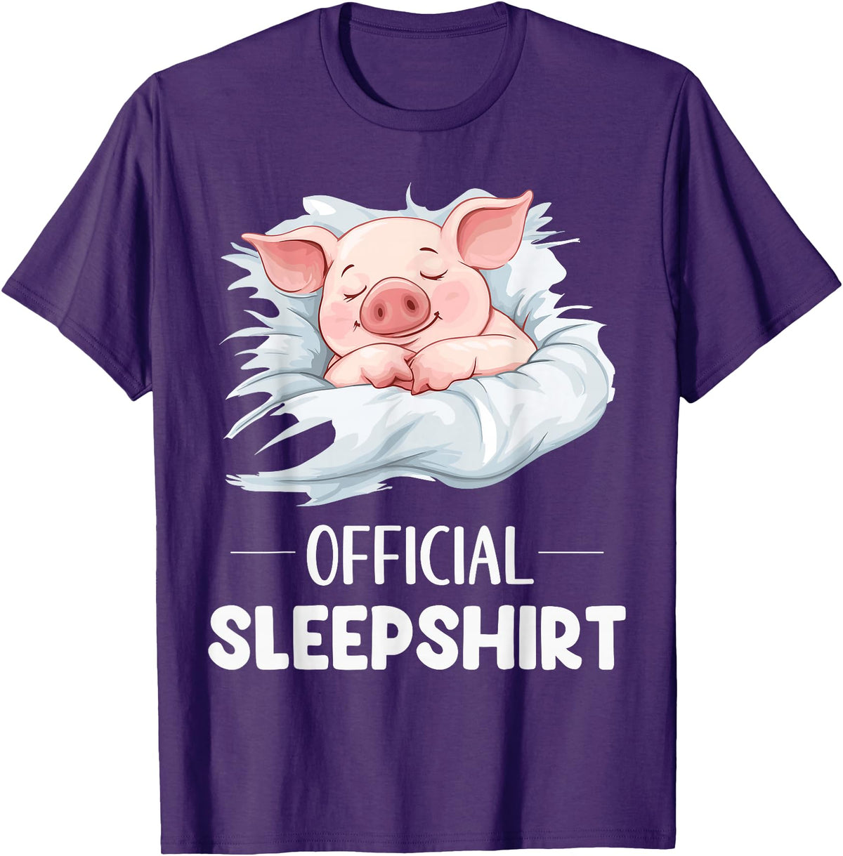 Cute Sleeping Pig Nightgown Sleepwear Pajama Official Sleepshirt Cute Sleeping Pig Animal Lovers Pajama T-Shirt - Purple