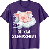 Cute Sleeping Pig Nightgown Sleepwear Pajama Official Sleepshirt Cute Sleeping Pig Animal Lovers Pajama T-Shirt - Purple