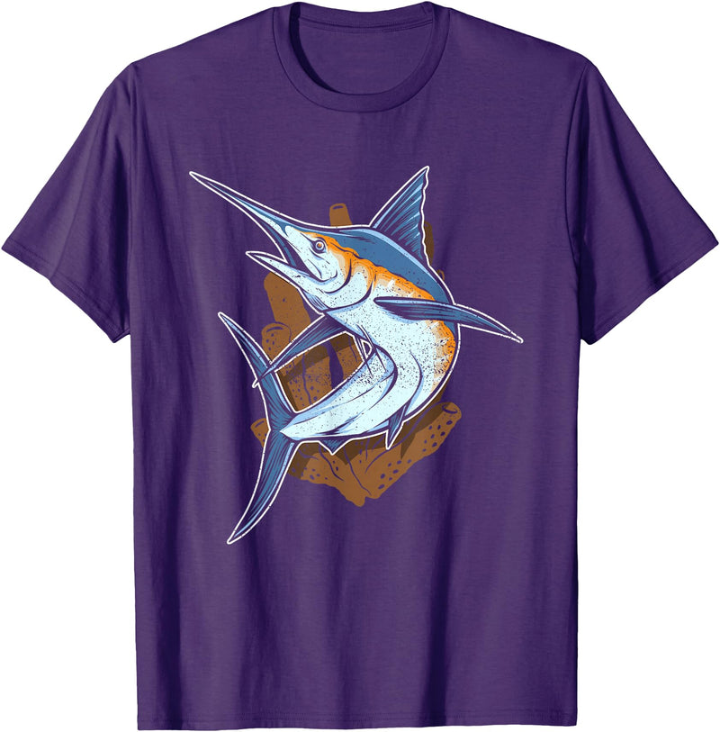 Fish Species Collection Gift Idea Fischerart Biology Swordfish Fish T-Shirt - Purple