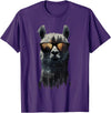 Funny Llama Lover Graphics Funny Alpaca Llama with Sunglasses Animal Graphic T-Shirt - Purple