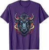 Wild Buffalo Bison Tribal Western Spirit Fierce Wild Bison Head Tribal Geometric Buffalo T-Shirt - Purple