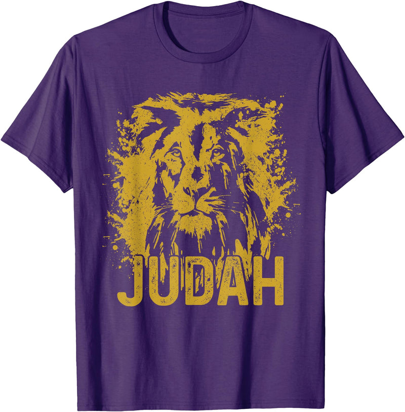 Lion Of Judah Designs Co. Lion Of Judah Rastafari Ethiopia Africa Reggae Lion T-Shirt - Purple