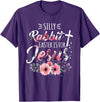 Silly Rabbit Easter Is for Jesus Christian Religious Flower T-Shirt in Purple