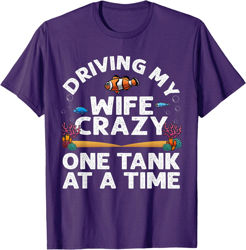 Best Fish Tank Gift For Aquarium Lovers Fishkeeper Funny Aquarium Designs Men Dad Husband Fish Tank Fishkeeping T-Shirt - Purple