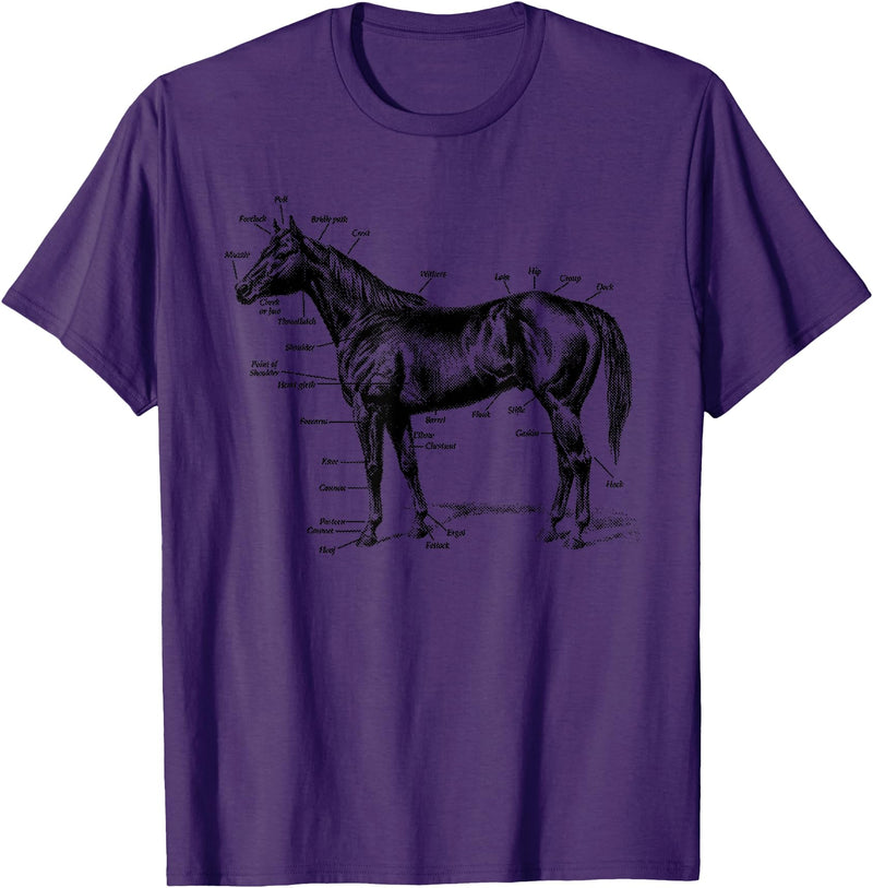 Big Texas Anatomy of a Horse T-shirt T-Shirt - Purple