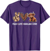 Highland Cow shirts for Girls Women Kids Peace Love Highland Cows Funny Beef Farmer Farm Cow Lover T-Shirt - Purple