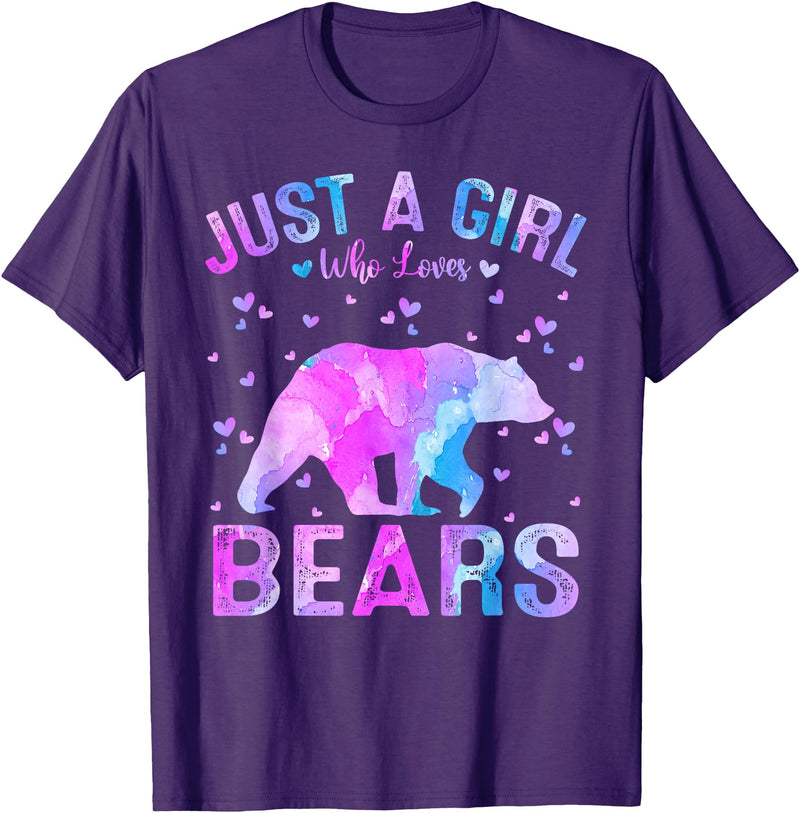 Just A Girl Who Loves Bear Gifts Outfit Colorful Just A Girl Who Loves Bears Women Girls T-Shirt - Purple