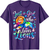 Funny Lion Lover Lion Animal Just a Girl Who Loves Lions T-Shirt - Purple