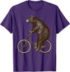 thechicgeek Bear on Bike Cute Grizzly Bicycling T-Shirt - Purple