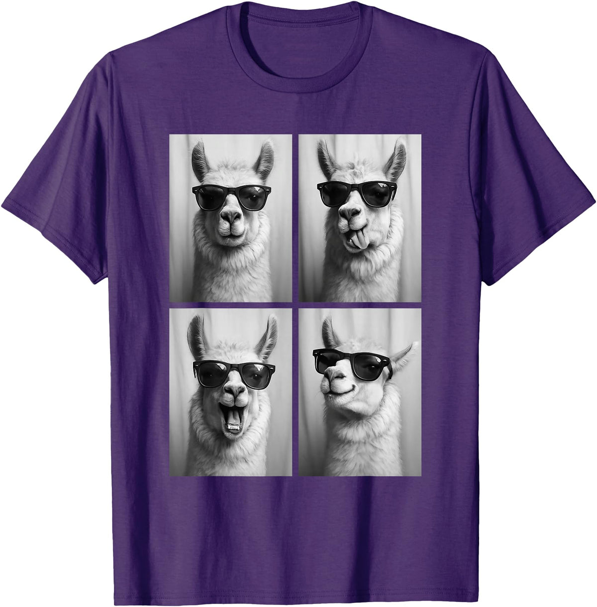 Funny Animal Selfie Booth Tee Cool Llamas Sunglasses Jungle Animal Meme Selfie Booth T-Shirt - Purple