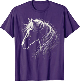 Funny Horse Riding Gifts Horse Silhouette Horse Riding Lover T-Shirt - Straight - Purple