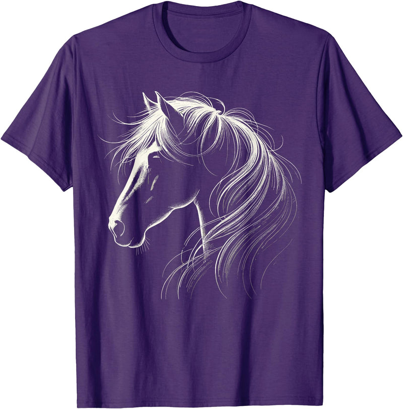 Funny Horse Riding Gifts Horse Silhouette Horse Riding Lover T-Shirt - Straight - Purple