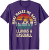 Llama and Baseball Lover Gifts Vintage Retro Baseball and Llama Lovers Vintage Funny Pet Sports cute T-Shirt - Purple