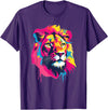 Aesthetic Lion Art I Kids Lion Colorful Lion T-Shirt - Purple