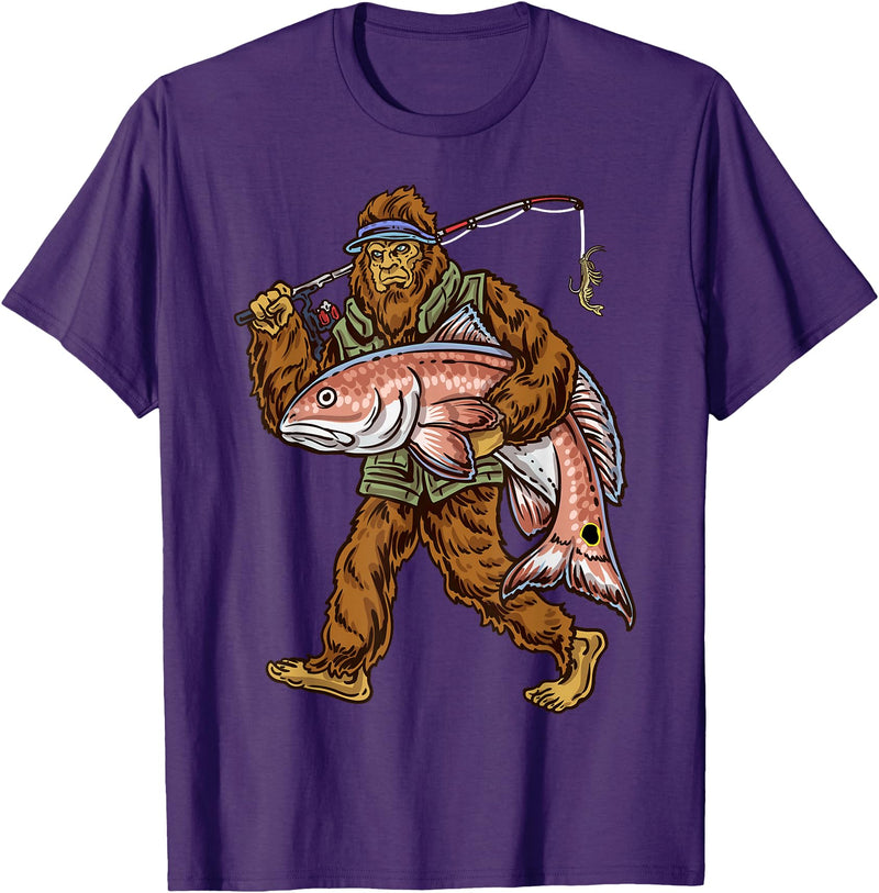 Northern Outdoors Redfish Collection Redfish Fishing Hunting Bigfoot Fishermen T-Shirt - Purple