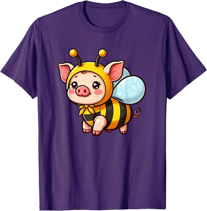 Funny Mini Pig Gifts Mini Pig Bee Pet Funny Animal T-Shirt - Purple