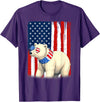 Patriotic USA Flag Polar Bear 4th of July Co. Polar Bear US America Flag Men Women 4th of July Patriotic T-Shirt - Purple